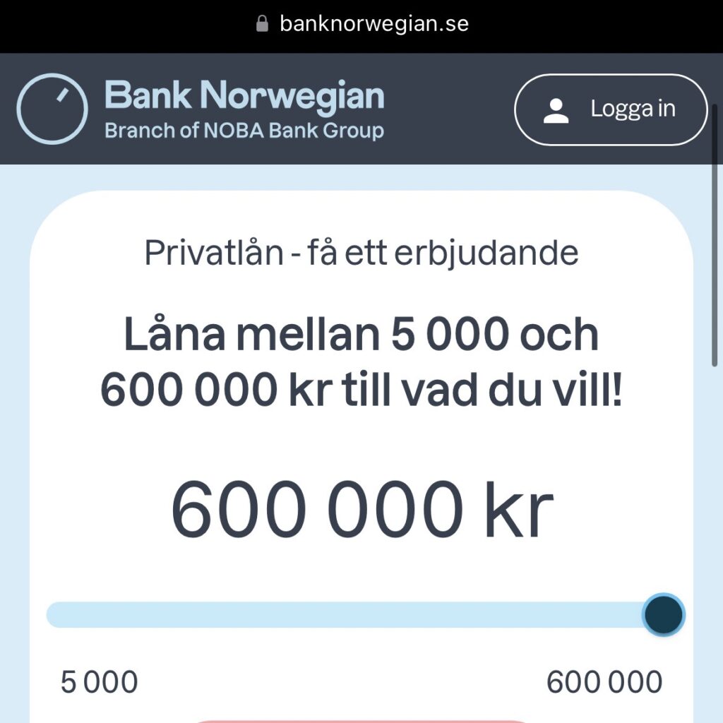 Ansöka ett 600 000 kr lån via Bank Norwegian