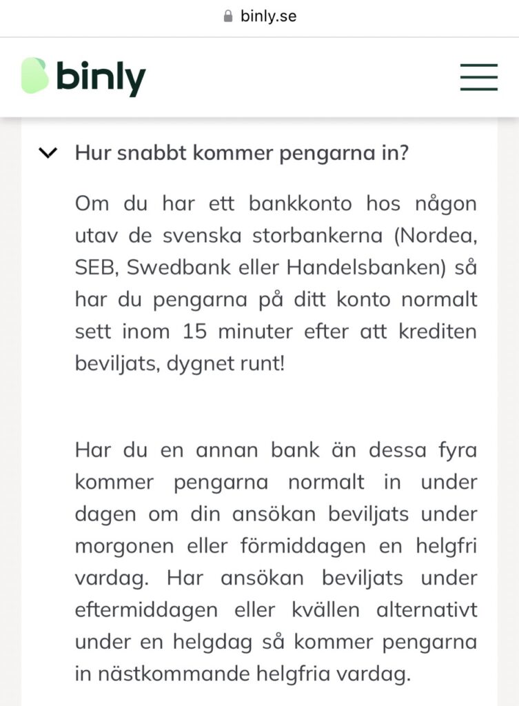 Låna pengar och få utbetalning samma dag genom Binly till SEB, Nordea, Swedbank och Handelsbanken
