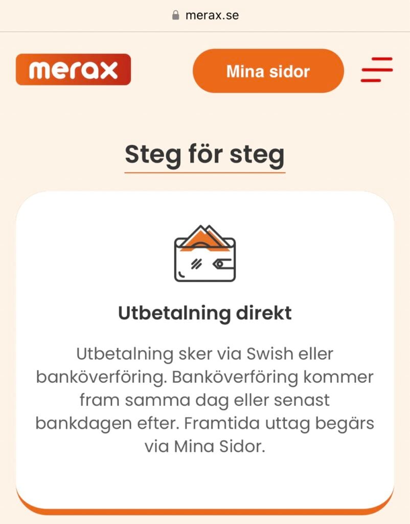 swish lån direkt via Merax