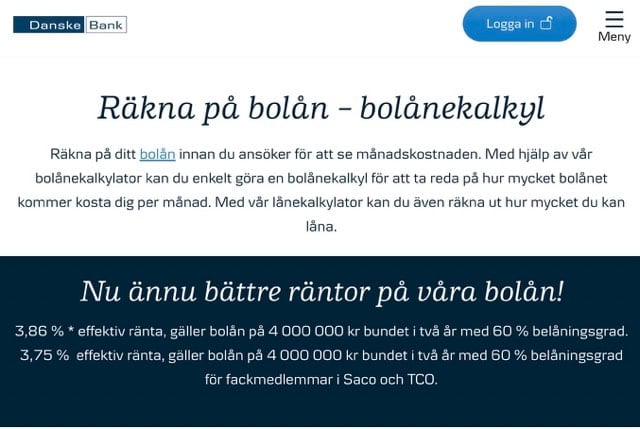 Dankse Bank Bolån Ränta