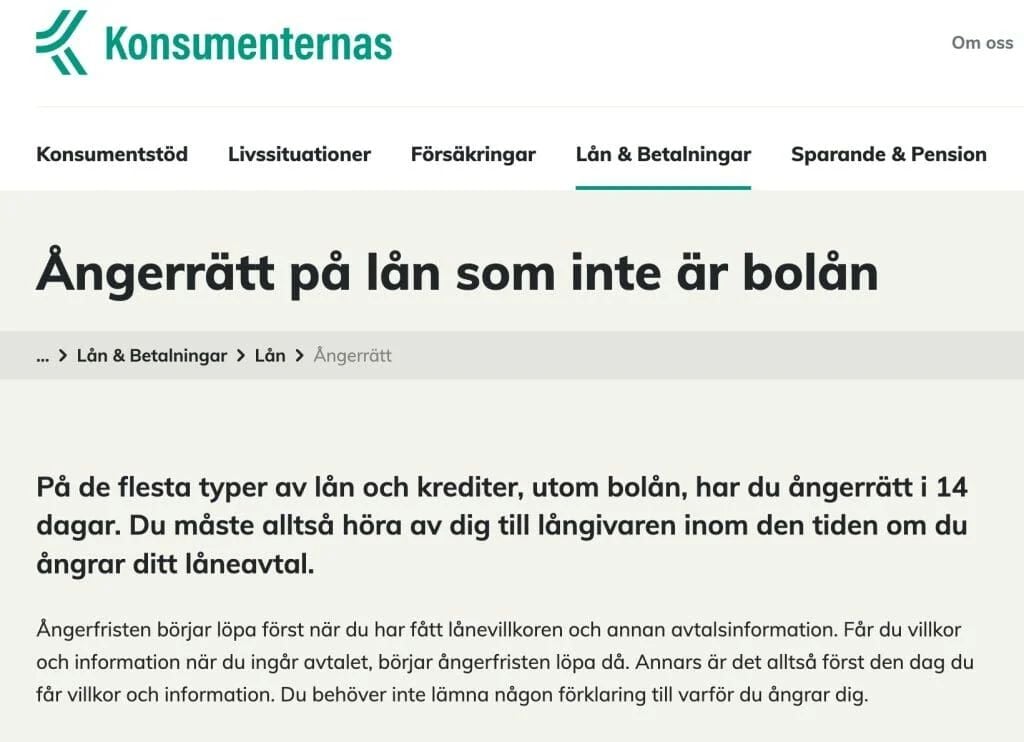 Ångerrätt på snabblån - lån som alltid beviljas