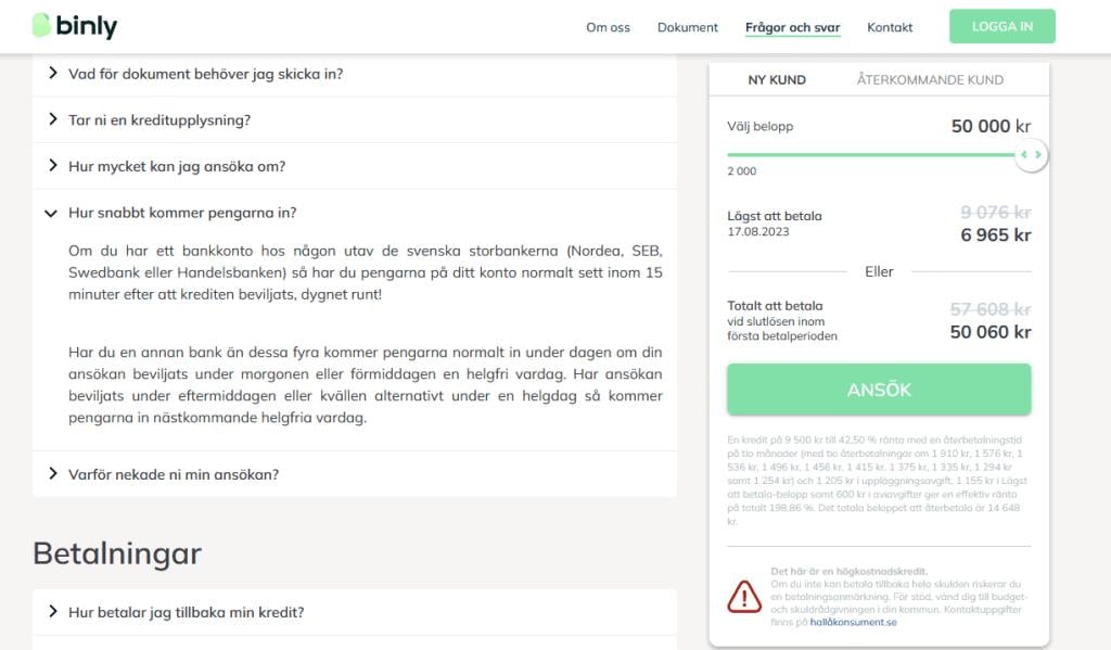 Lån utbetalning direkt 15 minuter Binly