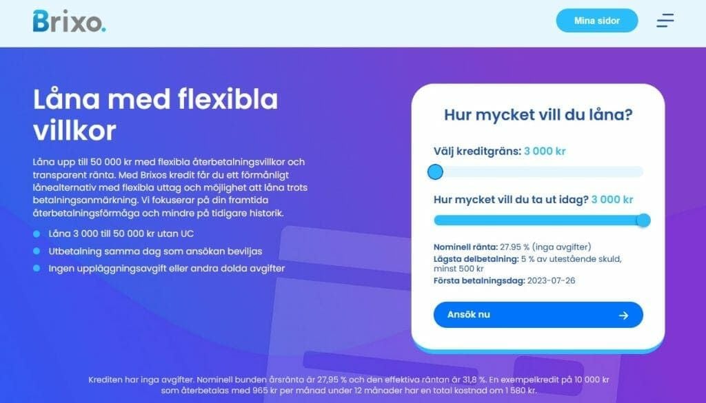 Brixo: Låna 3 000 kr med BankID
