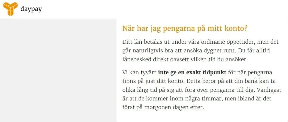 Daypay erbjuder lån samma dag.