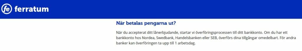 Ferratum betalar ut telefonlån på natten.
