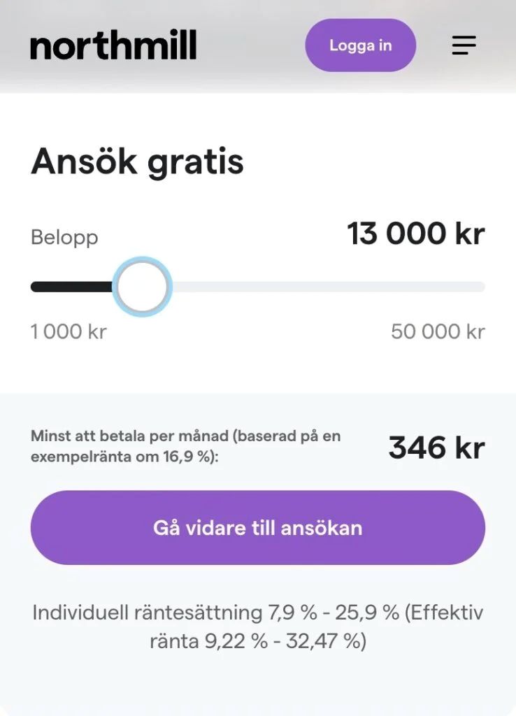 Samma dag utbetalning lån hos Northmill Bank