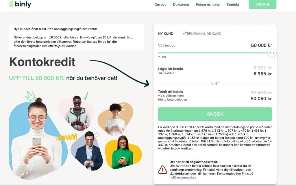 Kontokrediter med hög beviljandegrad