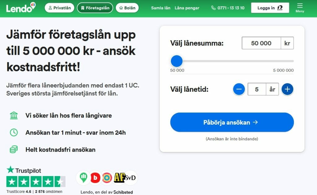 Lendo, små företagslån från 50 000 kr.