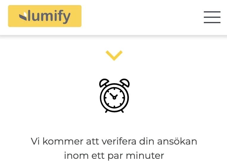 Lumify svarar i ett par minuter efter ansökan