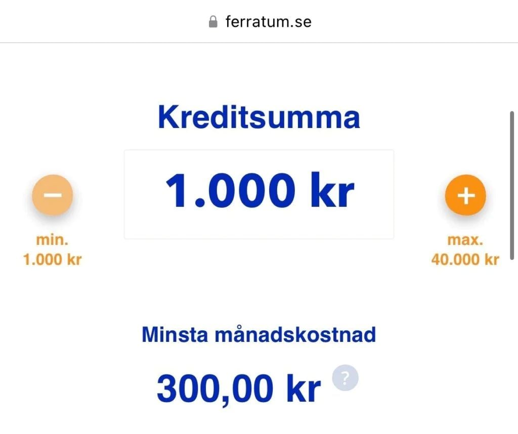låna 1000 kr hos Ferratum