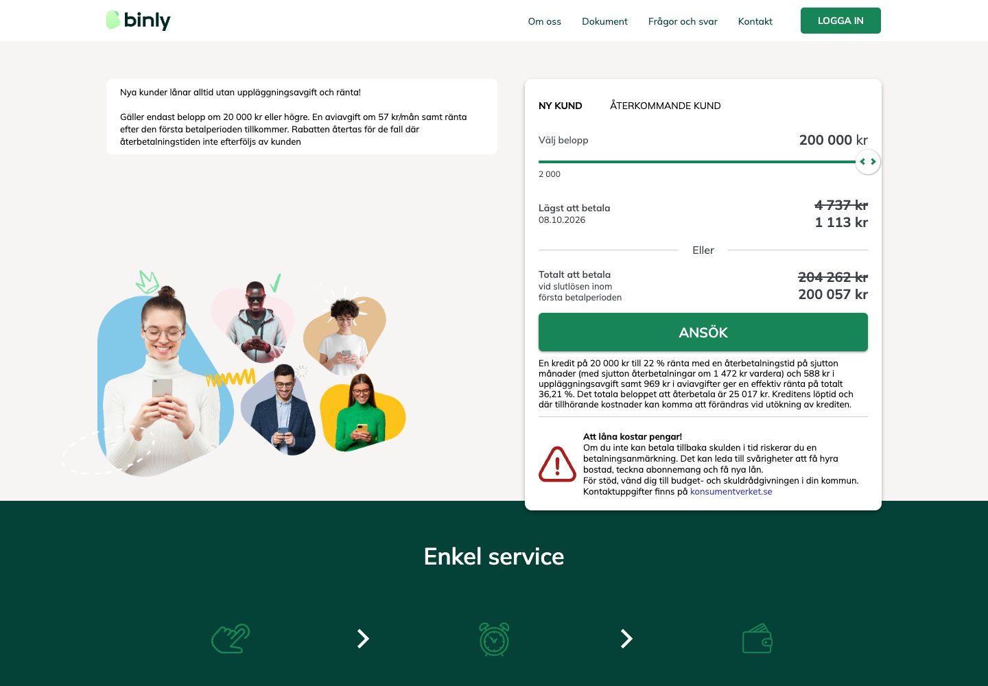 Binly – webbplatsen den 9 september 2026
