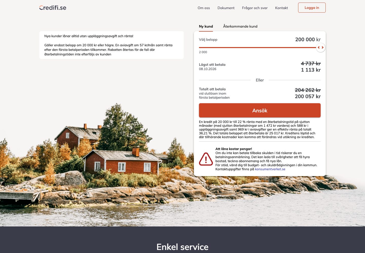 Credifi – webbplatsen den 9 september 2026