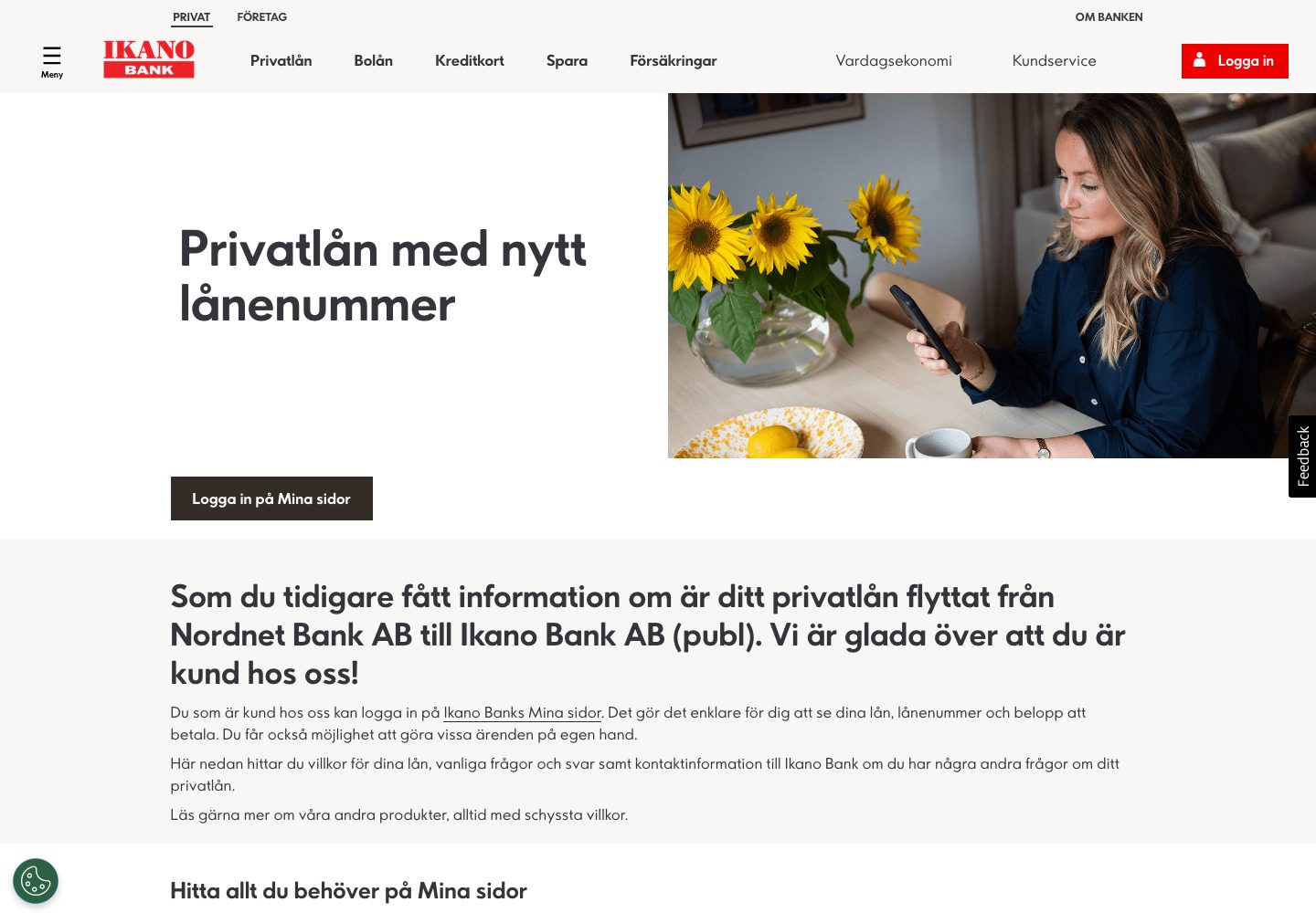 Ikano Banks information om Konsumentkredit – webbplatsen den 9 september 2026