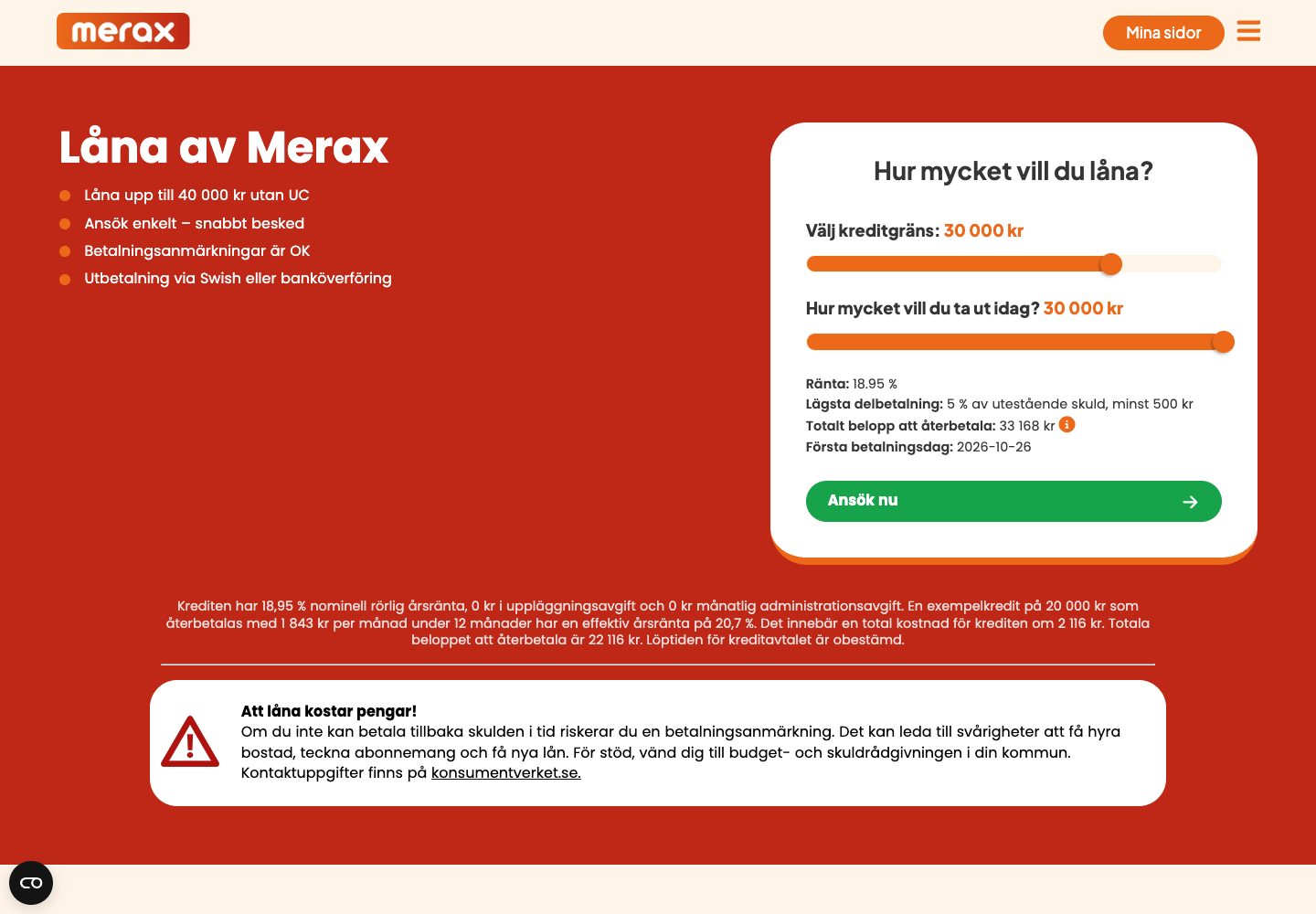 Merax – webbplatsen den 9 september 2026
