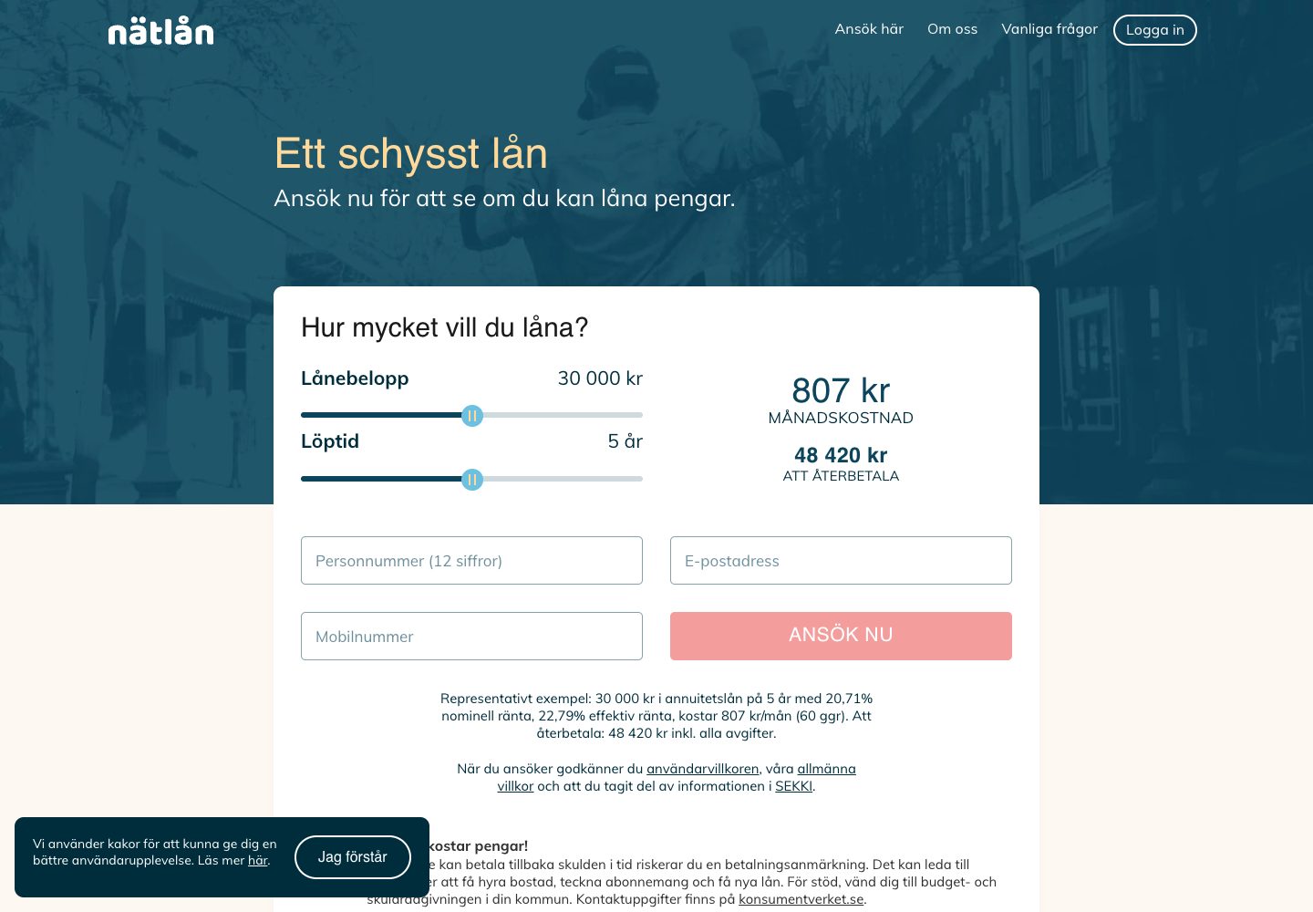 Nätlån – webbplatsen den 9 september 2026