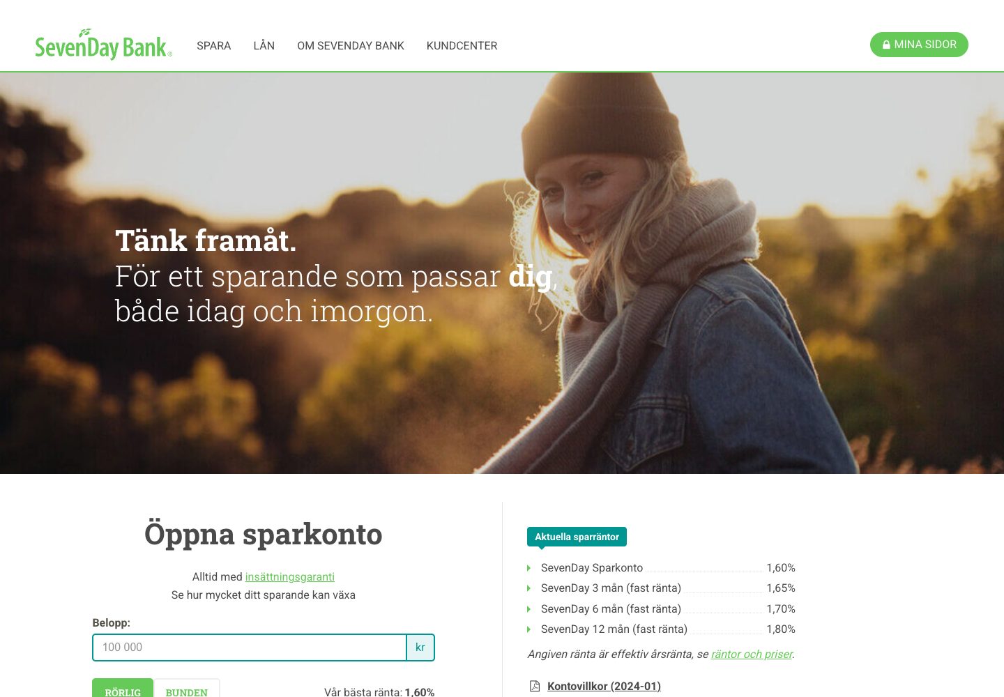 Sevenday Bank – webbplatsen den 9 september 2026