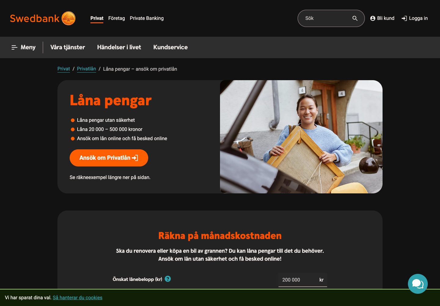 Swedbank – webbplatsen den 9 september 2026