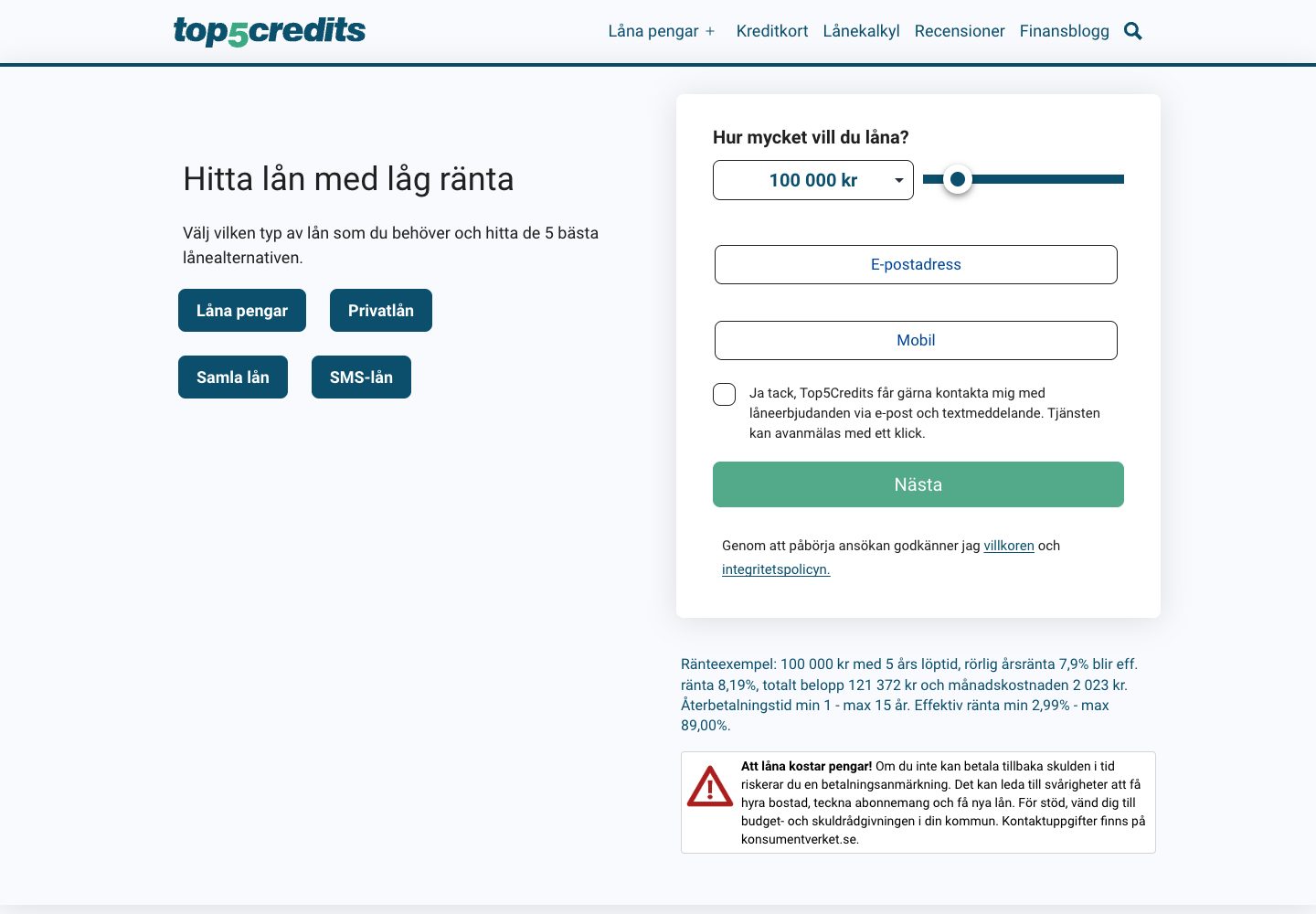 Top5Credits – webbplatsen den 9 september 2026