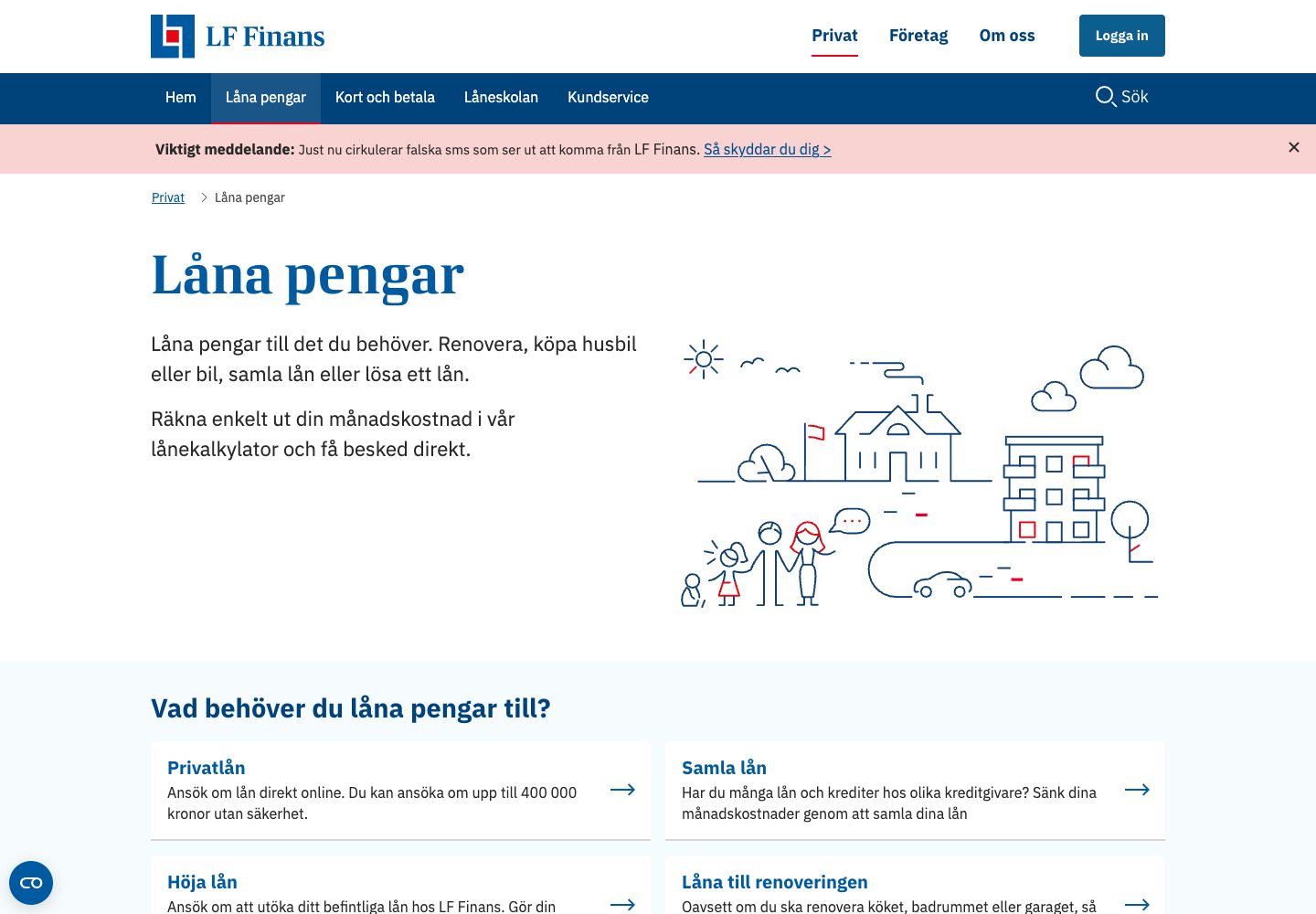 LF Finans (tidigare Wasa Kredit) – webbplatsen den 9 september 2026